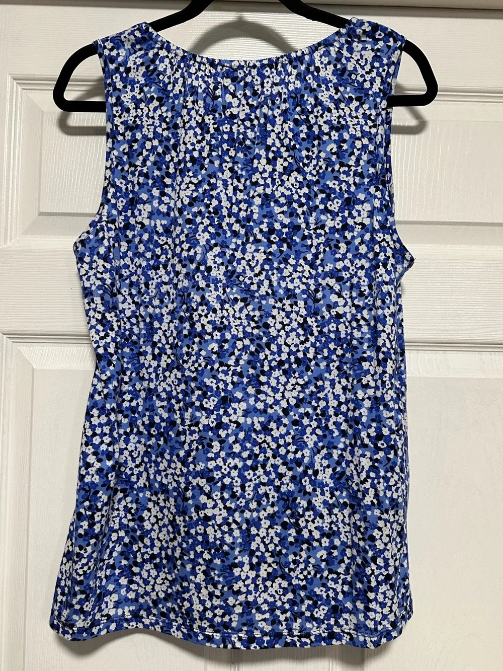 Michael Kors Blue Floral Sleeveless Tie Neck Blouse Women’s M